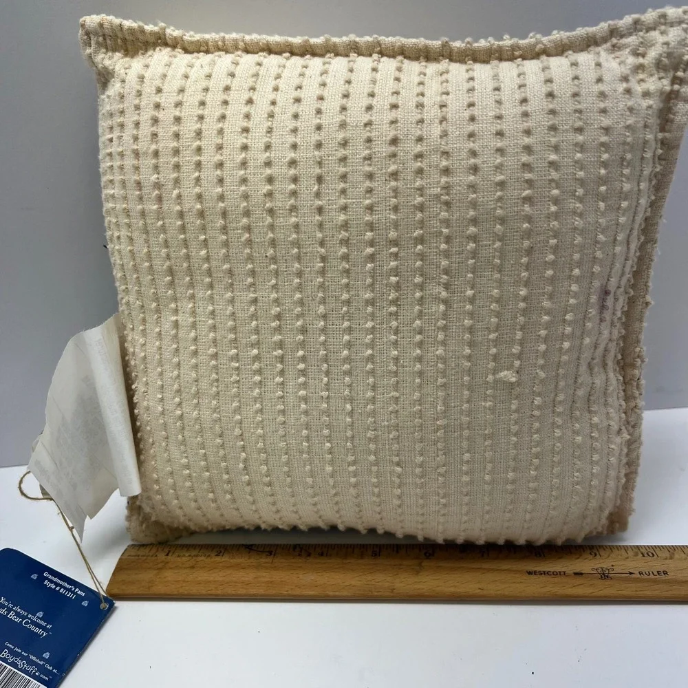 Boyds Bear Home Grandmother's Fans Decorative Pillow Cream Plaid Patchwork VTG